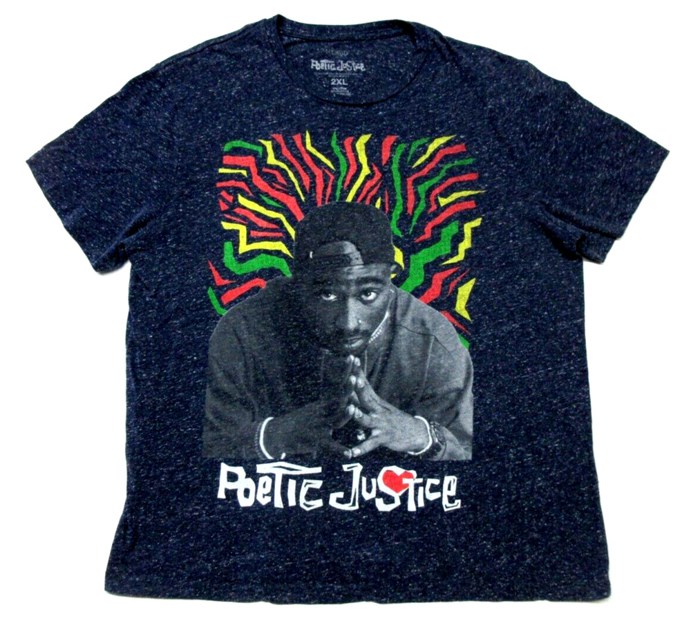 Official POETIC JUSTICE Tupac Shakur Movie Shortsleeve Blue Shirt Top Womens 2XL